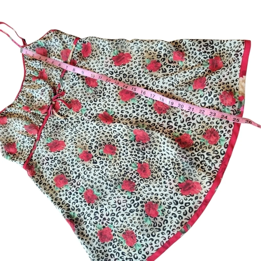 Animal Print Red Roses Semi Sheer Slip Dress